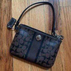 Chocolate Brown Coach Leather Wristlet